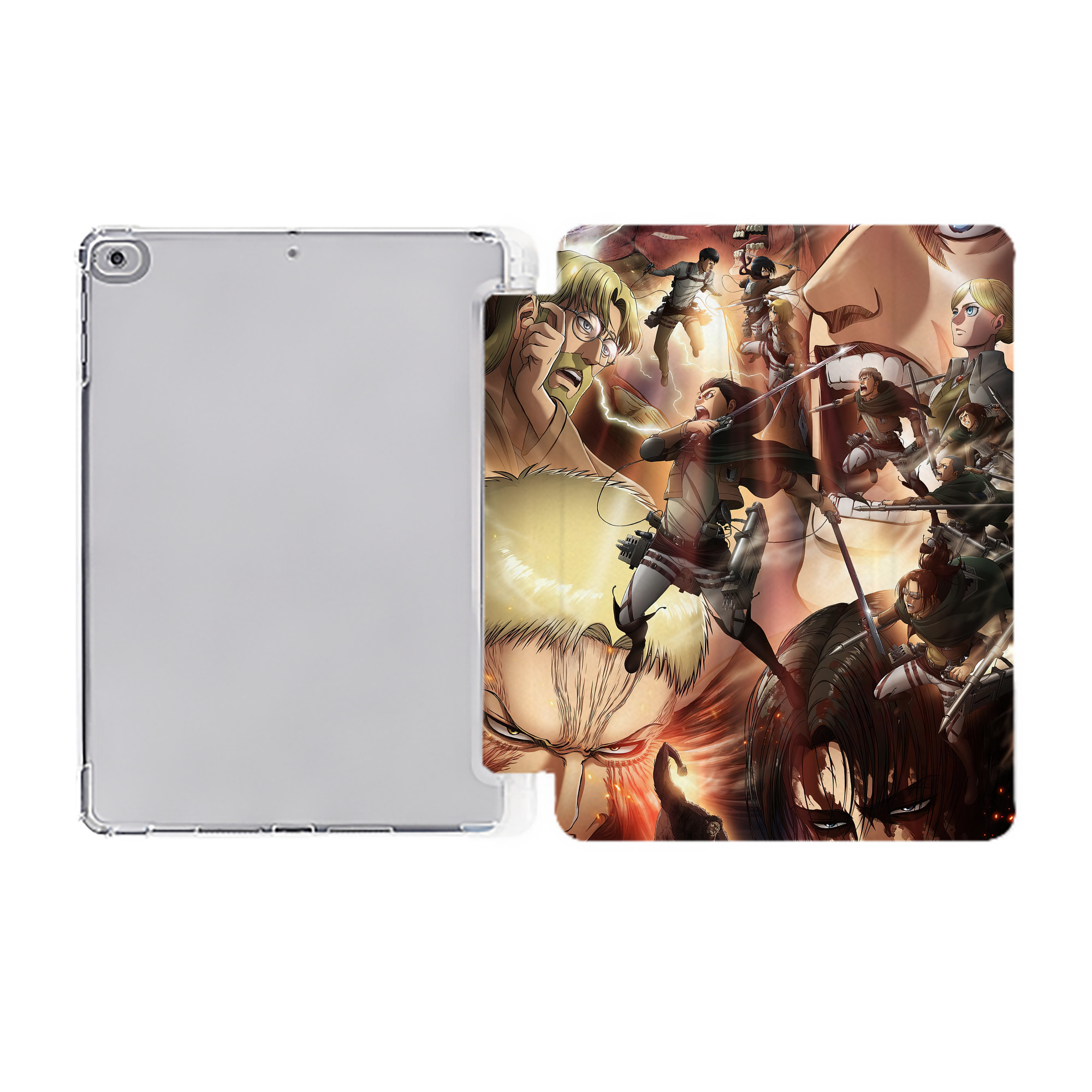 （画像用） 進撃の巨人 Attack on Titan IPad ケース ペン収納付き 三つ折りスタンド PUレザー×シリコン 対応機種9.5/10.5/10.9インチ